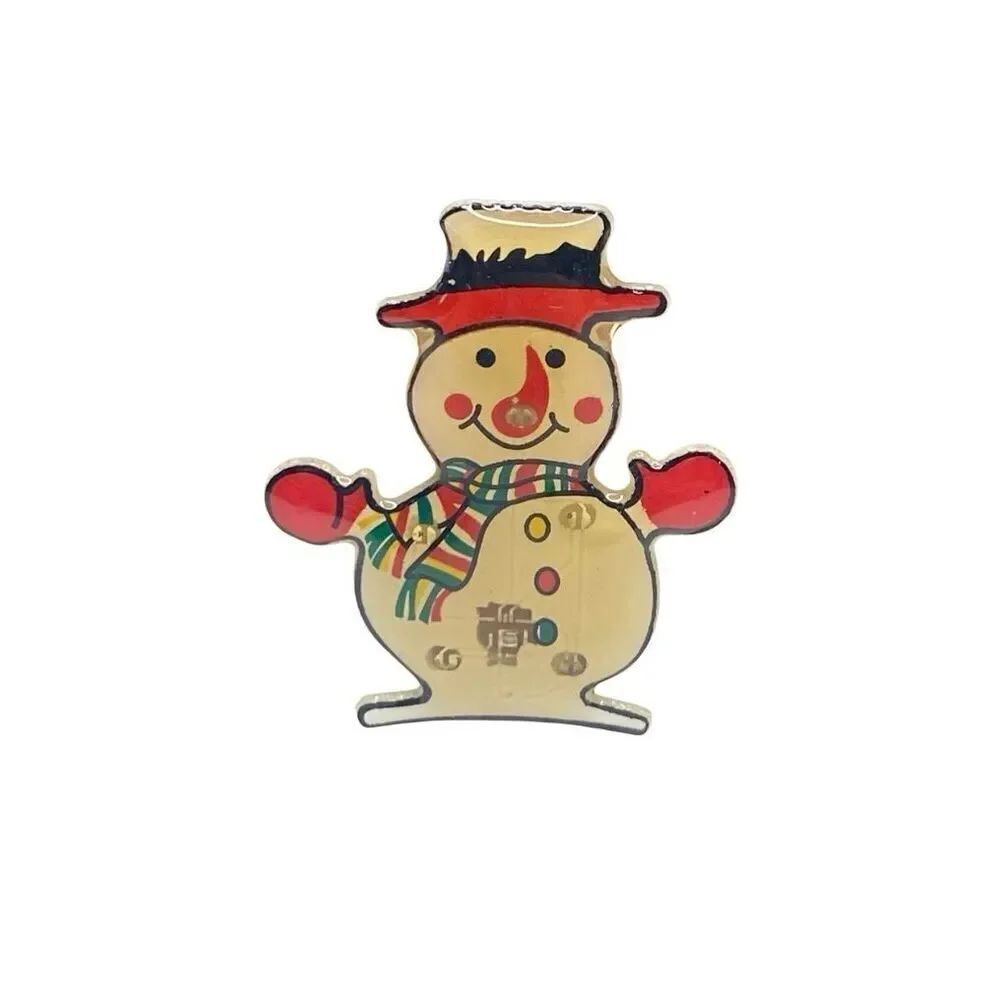 Snowman Enamel Brooch Light Up Holiday Winter Christmas Pin Xueren DA2 Xmas